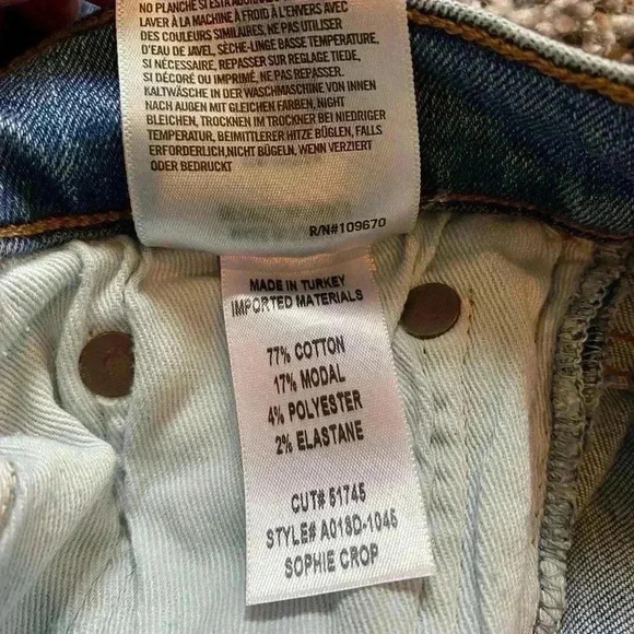 Agolde Sophie crop light wash Raw hem blue jeans size 31 - Picture 4 of 9